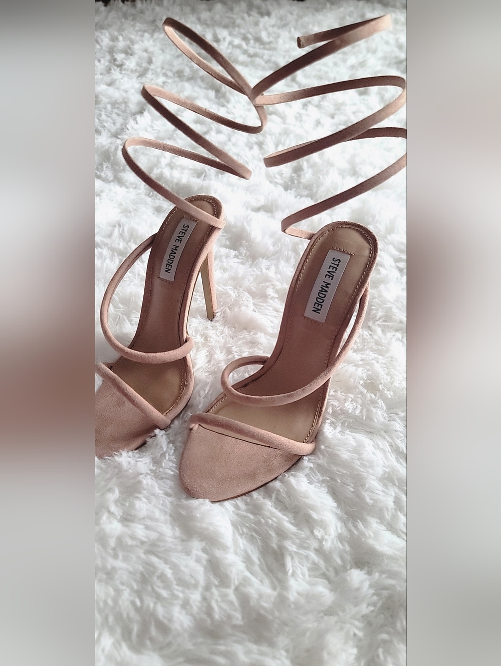 Steve Madden Beige Suede Lace-Up Stiletto Heels US 7
